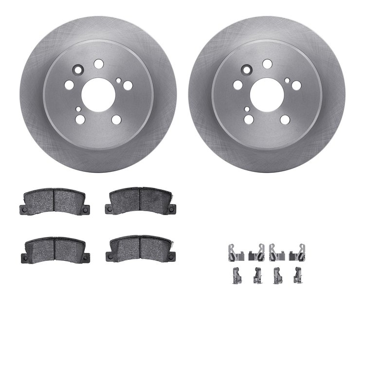 6312-76062 Brake Rotors with 3000-Series Ceramic Brake Pads Kit with Hardware, 1998-1999 Lexus/Toyota/Scion, Position: Rear