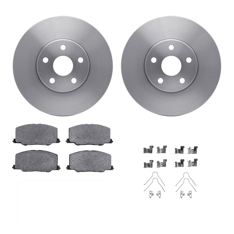 6312-76067 Brake Rotors with 3000-Series Ceramic Brake Pads Kit with Hardware, 1987-1991 Lexus/Toyota/Scion, Position: Front