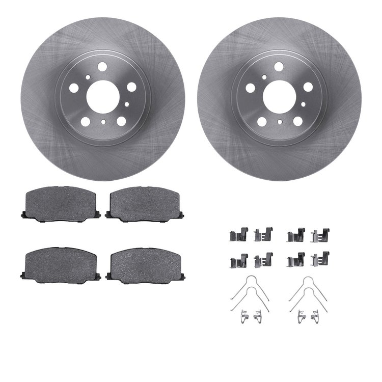 6312-76069 Brake Rotors with 3000-Series Ceramic Brake Pads Kit with Hardware, 1990-1993 Lexus/Toyota/Scion, Position: Front