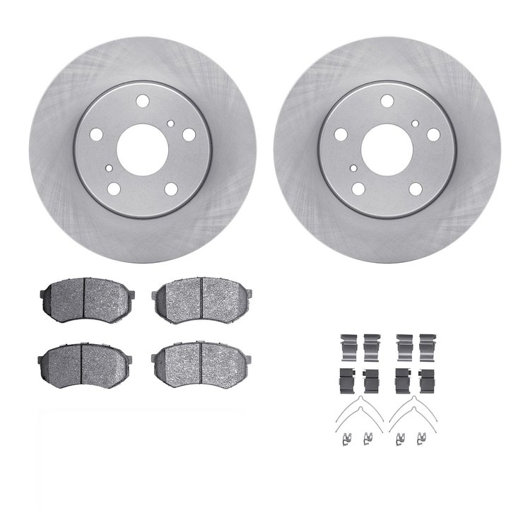 6312-76071 Brake Rotors with 3000-Series Ceramic Brake Pads Kit with Hardware, 1989-1992 Lexus/Toyota/Scion, Position: Front