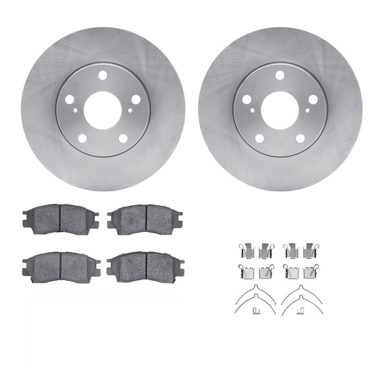 6312-76079 Brake Rotors with 3000-Series Ceramic Brake Pads Kit with Hardware, 1992-1996 Lexus/Toyota/Scion, Position: Front