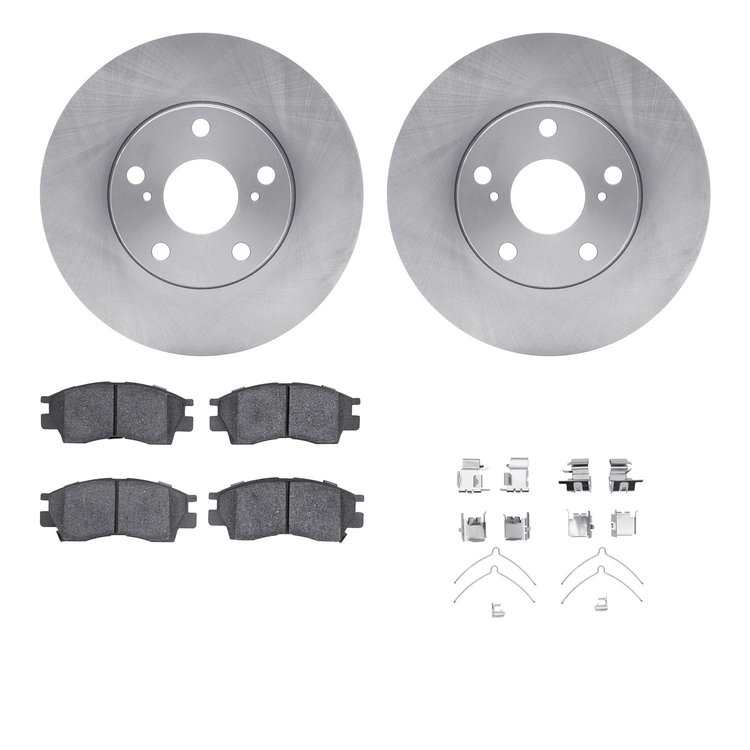 6312-76081 Brake Rotors with 3000-Series Ceramic Brake Pads Kit with Hardware, 1995-2003 Lexus/Toyota/Scion, Position: Front