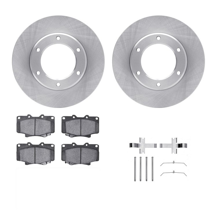 6312-76088 Brake Rotors with 3000-Series Ceramic Brake Pads Kit with Hardware, 1990-1992 Lexus/Toyota/Scion, Position: Front