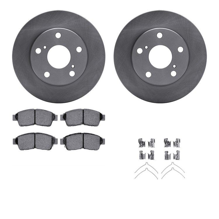 6312-76090 Brake Rotors with 3000-Series Ceramic Brake Pads Kit with Hardware, 1992-1996 Lexus/Toyota/Scion, Position: Front