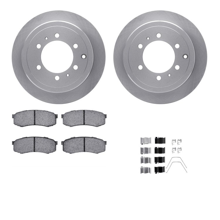 6312-76098 Brake Rotors with 3000-Series Ceramic Brake Pads Kit with Hardware, 1993-1997 Lexus/Toyota/Scion, Position: Rear