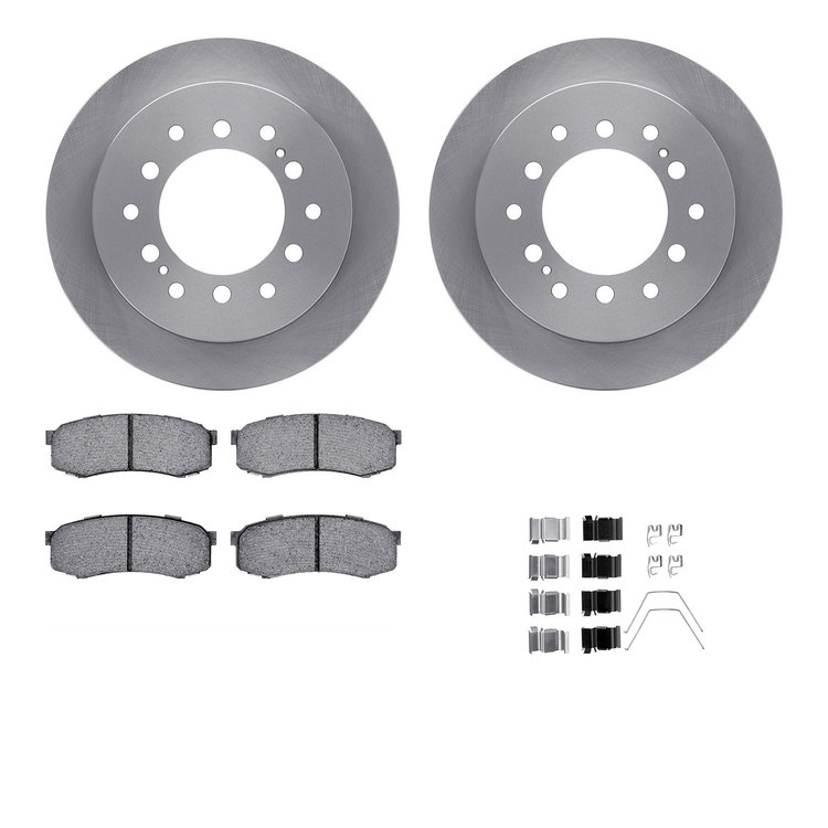 6312-76099 Brake Rotors with 3000-Series Ceramic Brake Pads Kit with Hardware, 2001-2009 Lexus/Toyota/Scion, Position: Rear
