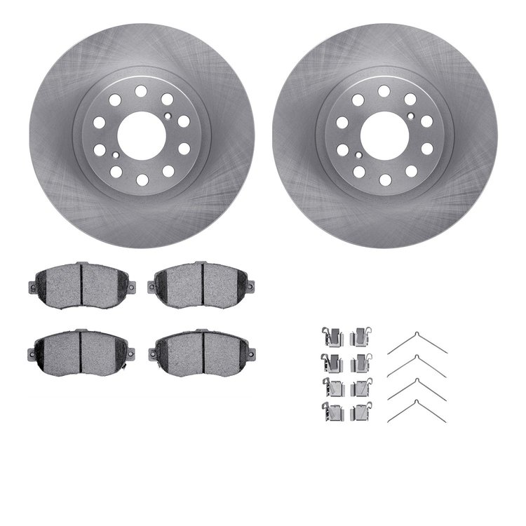 6312-76105 Brake Rotors with 3000-Series Ceramic Brake Pads Kit with Hardware, 1993-1998 Lexus/Toyota/Scion, Position: Front