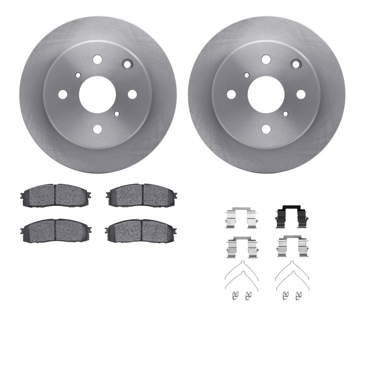 6312-76106 Brake Rotors with 3000-Series Ceramic Brake Pads Kit with Hardware, 1984-1987 Lexus/Toyota/Scion, Position: Rear