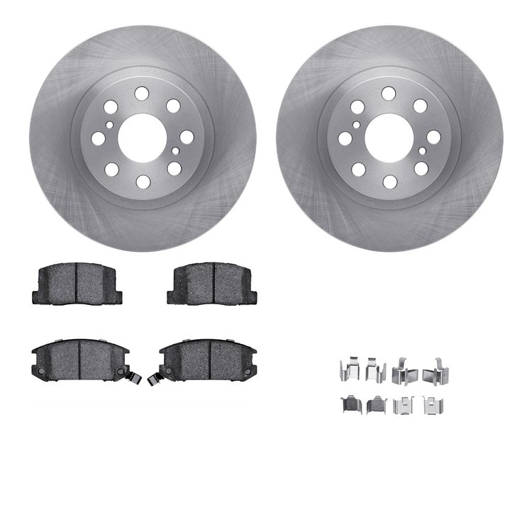 6312-76110 Brake Rotors with 3000-Series Ceramic Brake Pads Kit with Hardware, 2000-2005 Lexus/Toyota/Scion, Position: Rear