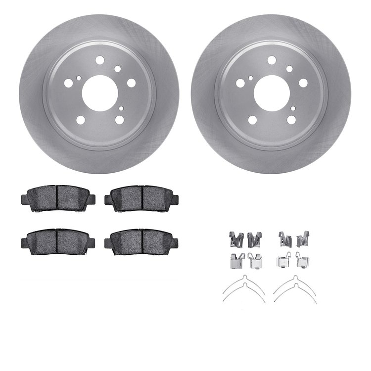 6312-76111 Brake Rotors with 3000-Series Ceramic Brake Pads Kit with Hardware, 1995-1999 Lexus/Toyota/Scion, Position: Rear