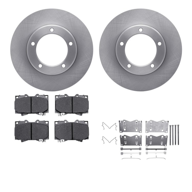 6312-76115 Brake Rotors with 3000-Series Ceramic Brake Pads Kit with Hardware, 1998-2007 Lexus/Toyota/Scion, Position: Front