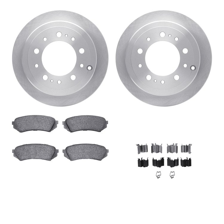 6312-76116 Brake Rotors with 3000-Series Ceramic Brake Pads Kit with Hardware, 1998-2007 Lexus/Toyota/Scion, Position: Rear