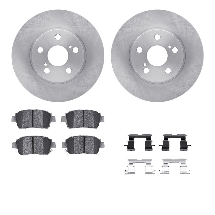6312-76122 Brake Rotors with 3000-Series Ceramic Brake Pads Kit with Hardware, 2004-2009 Lexus/Toyota/Scion, Position: Front