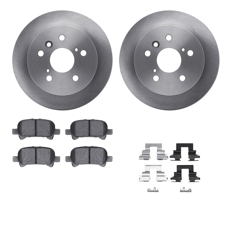 6312-76126 Brake Rotors with 3000-Series Ceramic Brake Pads Kit with Hardware, 2002-2008 Lexus/Toyota/Scion, Position: Rear