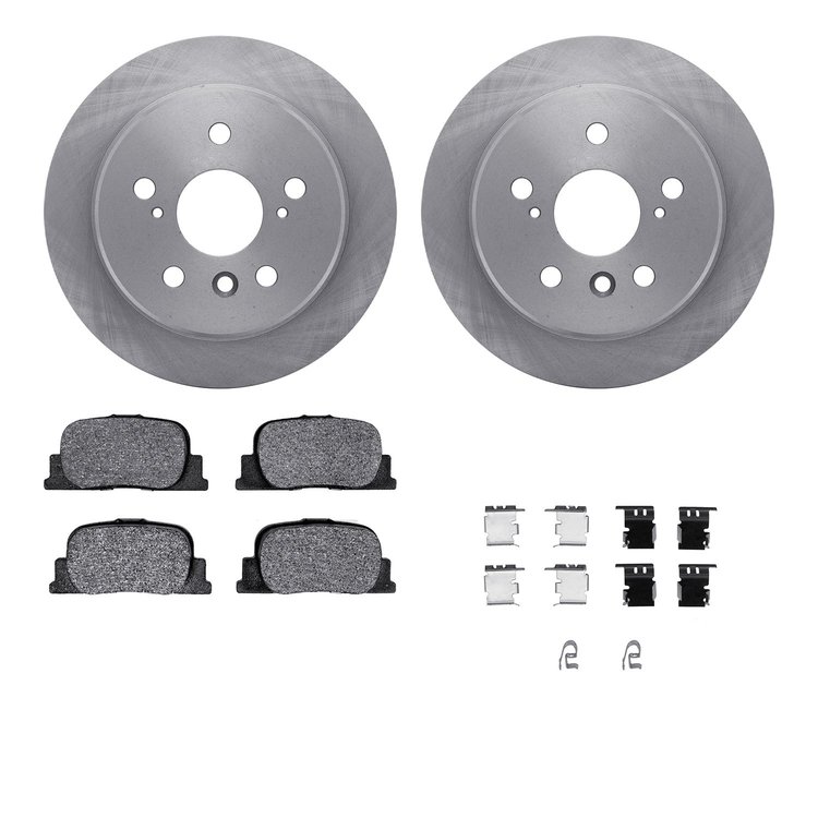 6312-76128 Brake Rotors with 3000-Series Ceramic Brake Pads Kit with Hardware, 2000-2001 Lexus/Toyota/Scion, Position: Rear