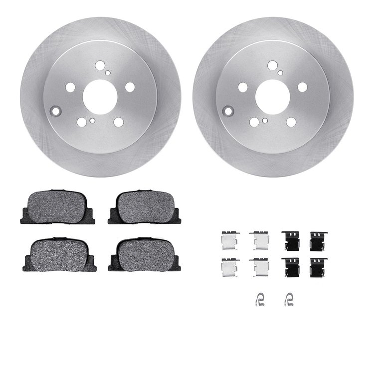 6312-76129 Brake Rotors with 3000-Series Ceramic Brake Pads Kit with Hardware, 2005-2010 Lexus/Toyota/Scion, Position: Rear