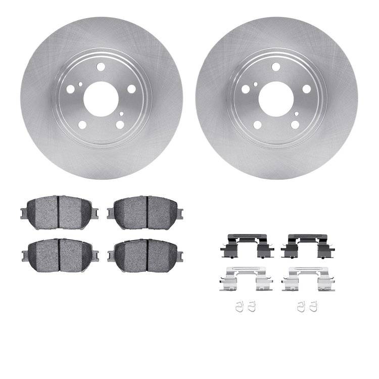 6312-76140 Brake Rotors with 3000-Series Ceramic Brake Pads Kit with Hardware, 2004-2004 Lexus/Toyota/Scion, Position: Front