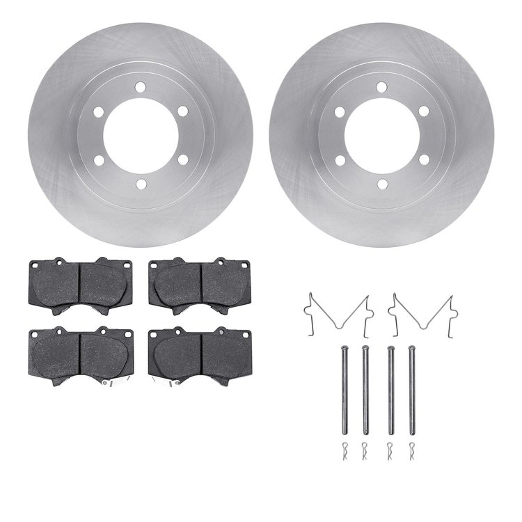6312-76146 Brake Rotors with 3000-Series Ceramic Brake Pads Kit with Hardware, 2003-2009 Lexus/Toyota/Scion, Position: Front