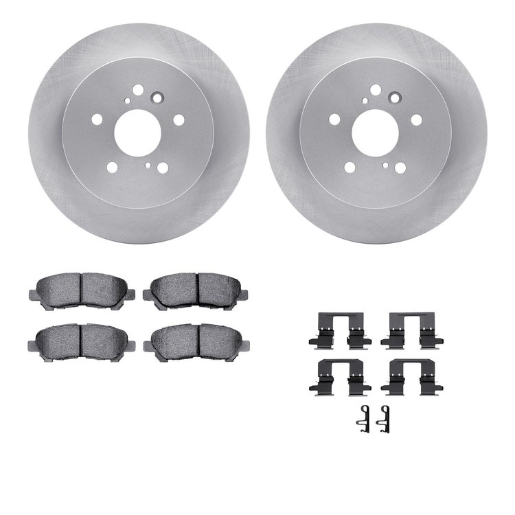 6312-76165 Brake Rotors with 3000-Series Ceramic Brake Pads Kit with Hardware, 2008-2013 Lexus/Toyota/Scion, Position: Rear