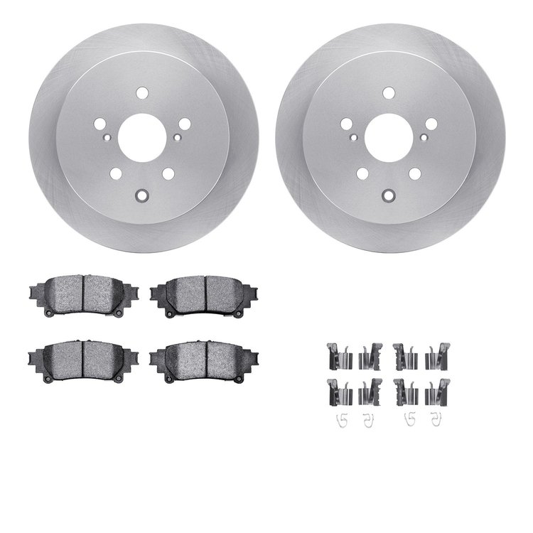 6312-76167 Brake Rotors with 3000-Series Ceramic Brake Pads Kit with Hardware, 2010-2020 Lexus/Toyota/Scion, Position: Rear