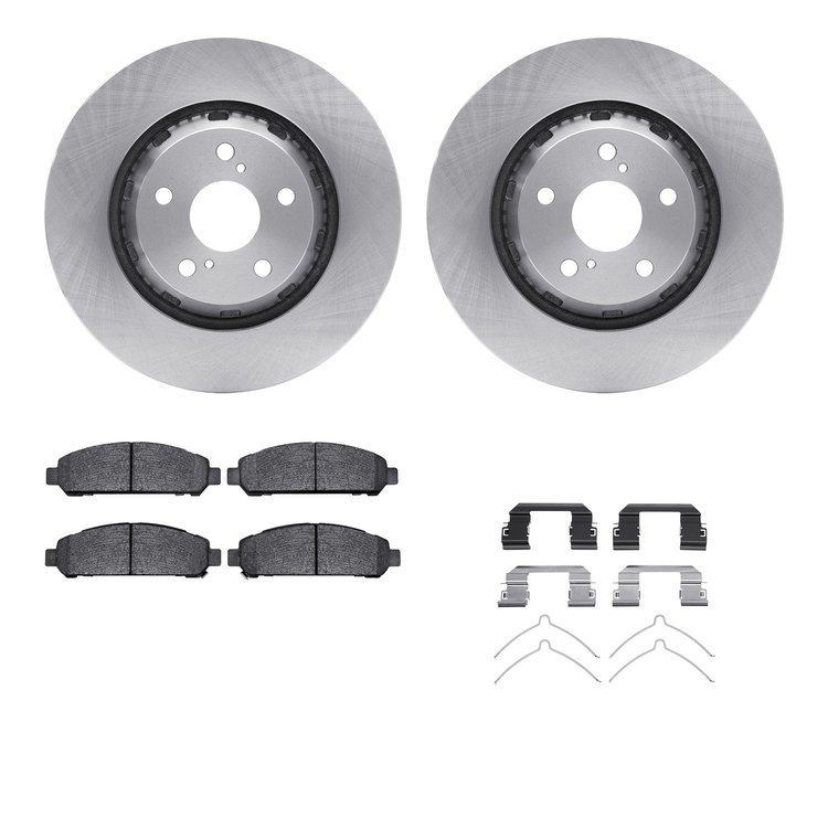 6312-76168 Brake Rotors with 3000-Series Ceramic Brake Pads Kit with Hardware, 2009-2015 Lexus/Toyota/Scion, Position: Front