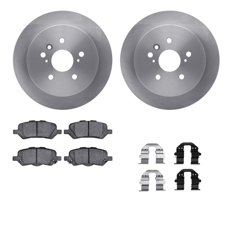 6312-76169 Brake Rotors with 3000-Series Ceramic Brake Pads Kit with Hardware, 2009-2015 Lexus/Toyota/Scion, Position: Rear