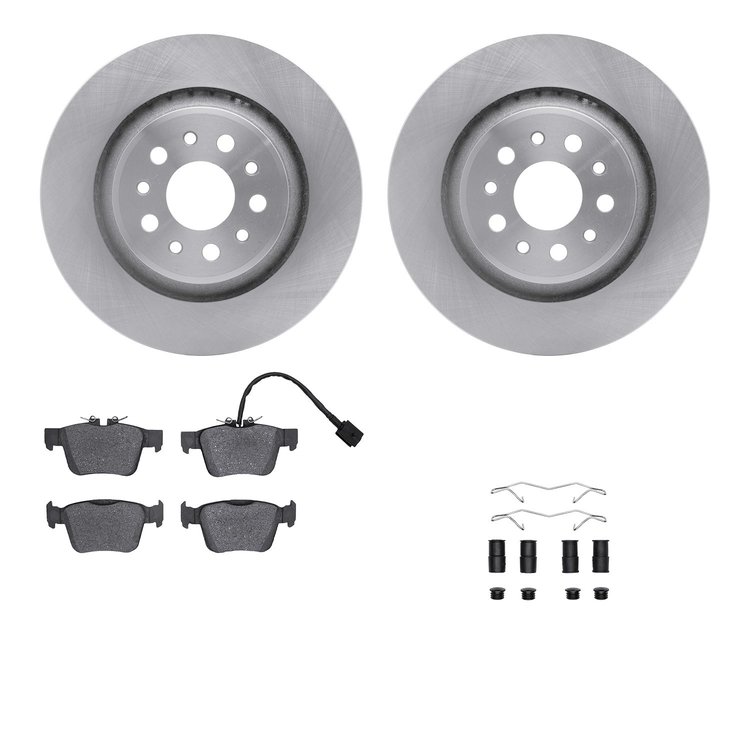 6312-79002 Brake Rotors with 3000-Series Ceramic Brake Pads Kit with Hardware, Fits Select Maserati, Position: Rear