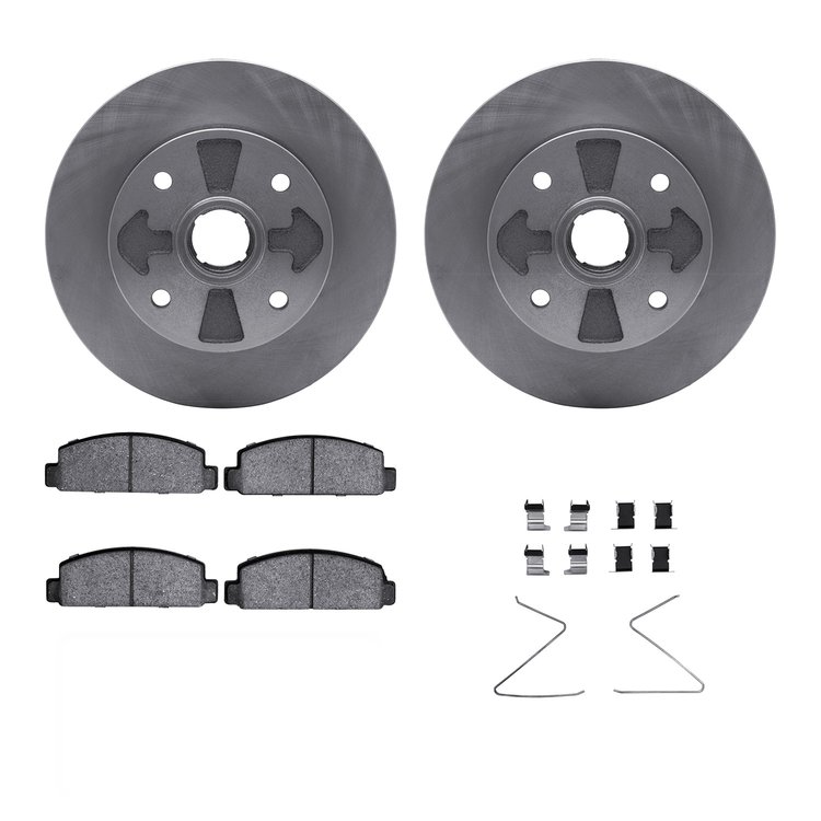 6312-80005 Brake Rotors with 3000-Series Ceramic Brake Pads Kit with Hardware, 1984-1985 Ford/Lincoln/Mercury/Mazda, Position: F