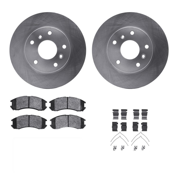 6312-80026 Brake Rotors with 3000-Series Ceramic Brake Pads Kit with Hardware, 1988-1992 Ford/Lincoln/Mercury/Mazda, Position: F