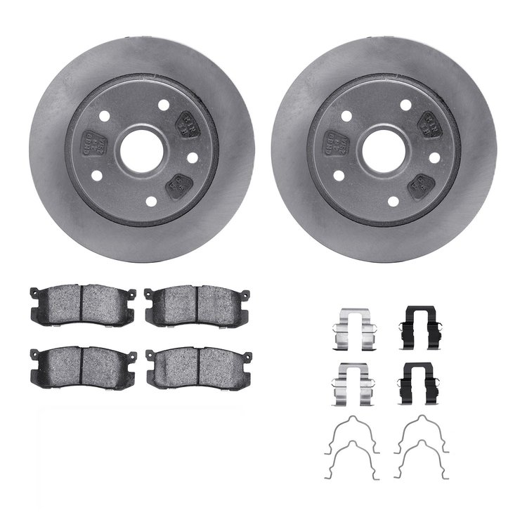 6312-80028 Brake Rotors with 3000-Series Ceramic Brake Pads Kit with Hardware, 1988-1989 Ford/Lincoln/Mercury/Mazda, Position: R