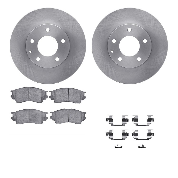 6312-80046 Brake Rotors with 3000-Series Ceramic Brake Pads Kit with Hardware, 1995-2000 Ford/Lincoln/Mercury/Mazda, Position: F