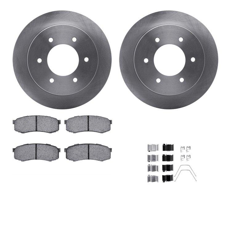 6312-92001 Brake Rotors with 3000-Series Ceramic Brake Pads Kit with Hardware, 2015-2017 Mitsubishi, Position: Rear