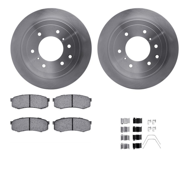 6312-92002 Brake Rotors with 3000-Series Ceramic Brake Pads Kit with Hardware, 2008-2014 Mitsubishi, Position: Rear