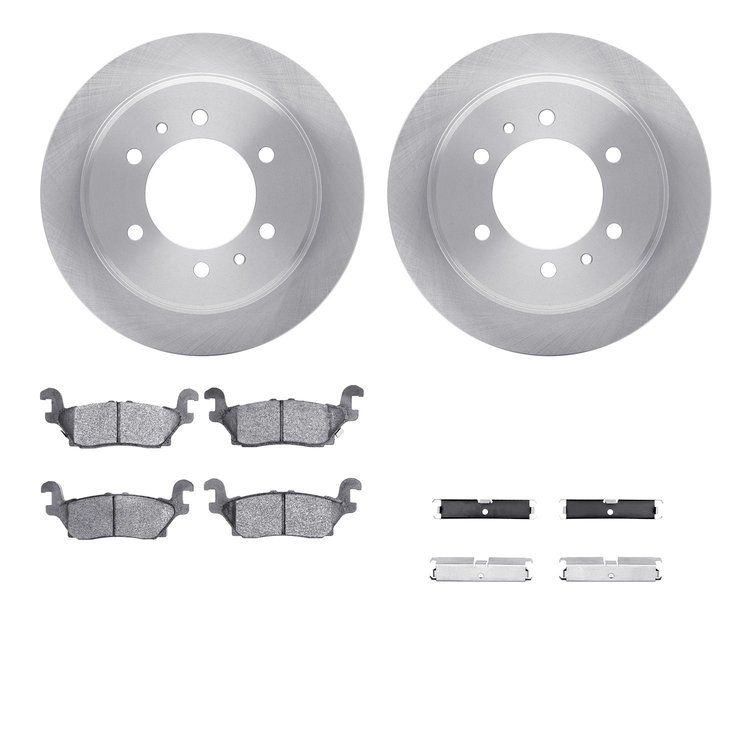6312-93002 Brake Rotors with 3000-Series Ceramic Brake Pads Kit with Hardware, 2006-2010 GM, Position: Rear