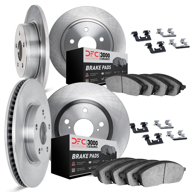 6314-03047 Brake Rotors with 3000-Series Ceramic Brake Pads Kit with Hardware, 2014-2016 Kia/Hyundai/Genesis, Position: Front an