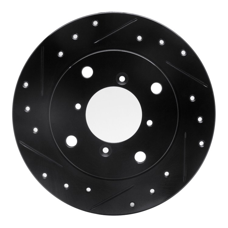 633-01001L Drilled/Slotted Brake Rotor [Black], 1989-1994 Suzuki, Position: Rear Left