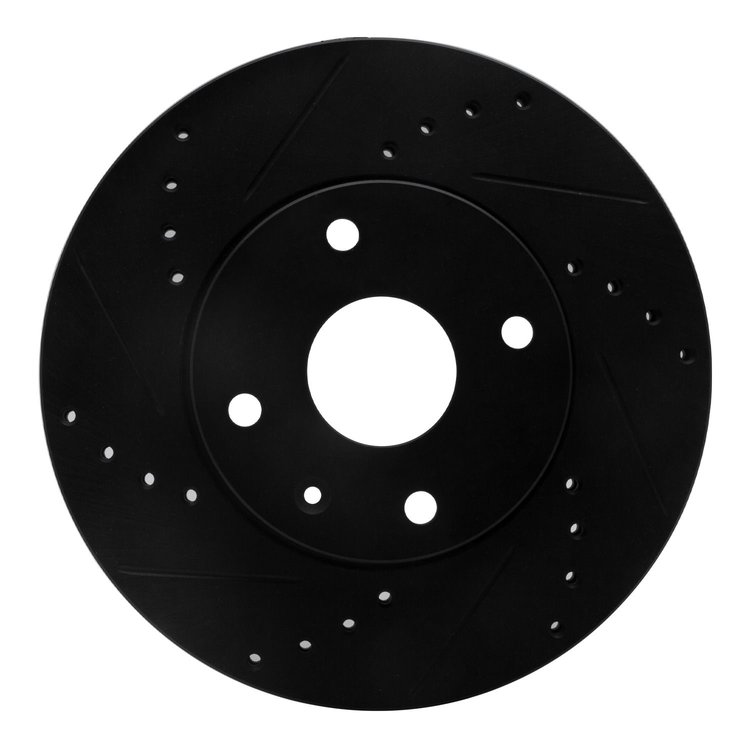 633-01008L Drilled/Slotted Brake Rotor [Black], 2004-2010 Multiple Makes/Models, Position: Front Left