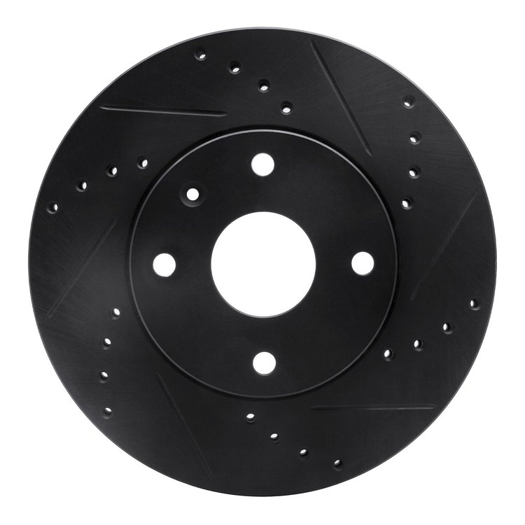 633-01008R Drilled/Slotted Brake Rotor [Black], 2004-2010 Multiple Makes/Models, Position: Front Right