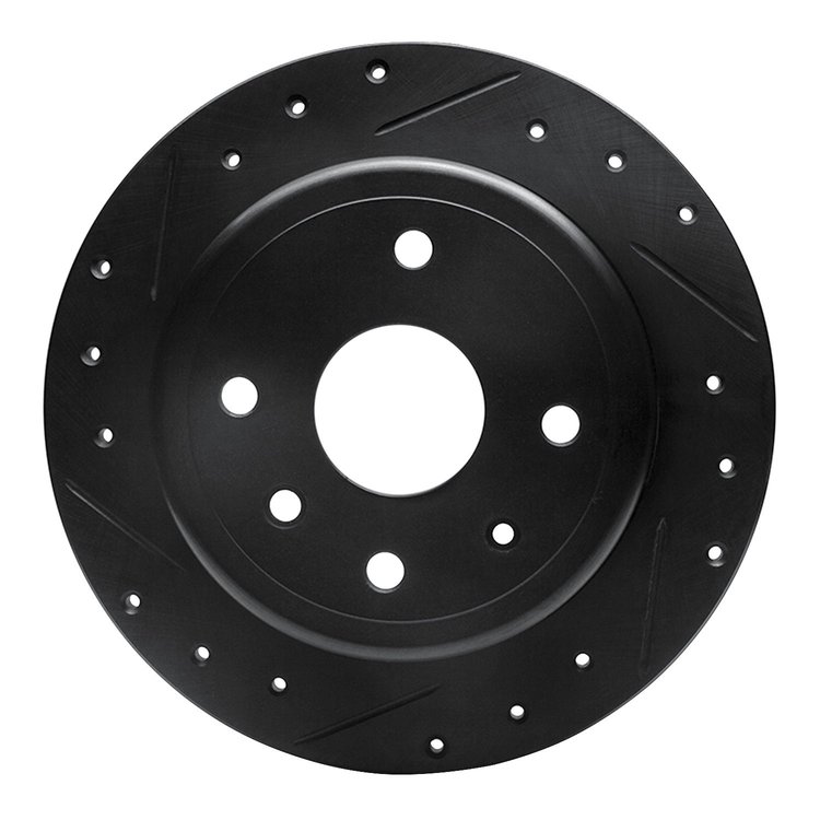 633-01009L Drilled/Slotted Brake Rotor [Black], 2004-2010 Multiple Makes/Models, Position: Rear Left
