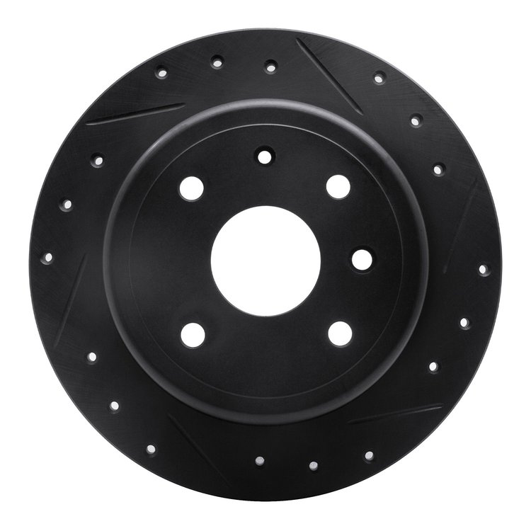 633-01009R Drilled/Slotted Brake Rotor [Black], 2004-2010 Multiple Makes/Models, Position: Rear Right