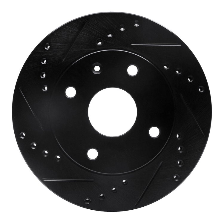 633-01010L Drilled/Slotted Brake Rotor [Black], 2004-2010 Multiple Makes/Models, Position: Front Left