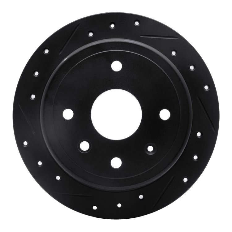633-01011L Drilled/Slotted Brake Rotor [Black], 2004-2010 Multiple Makes/Models, Position: Rear Left