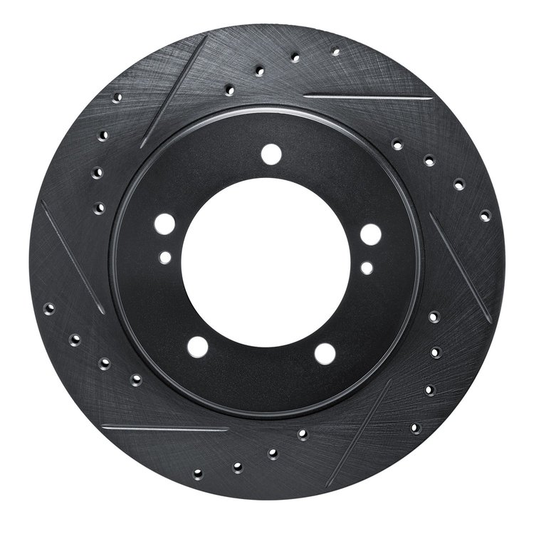 633-01013L Drilled/Slotted Brake Rotor [Black], 1999-2008 Multiple Makes/Models, Position: Front Left