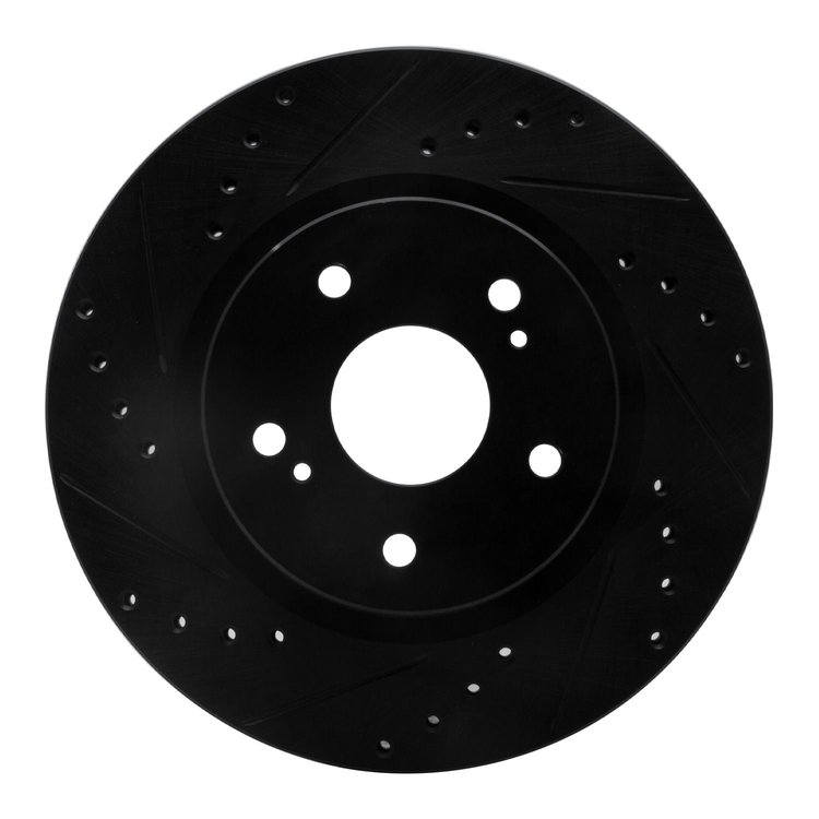 633-01014L Drilled/Slotted Brake Rotor [Black], 2006-2017 Suzuki, Position: Front Left