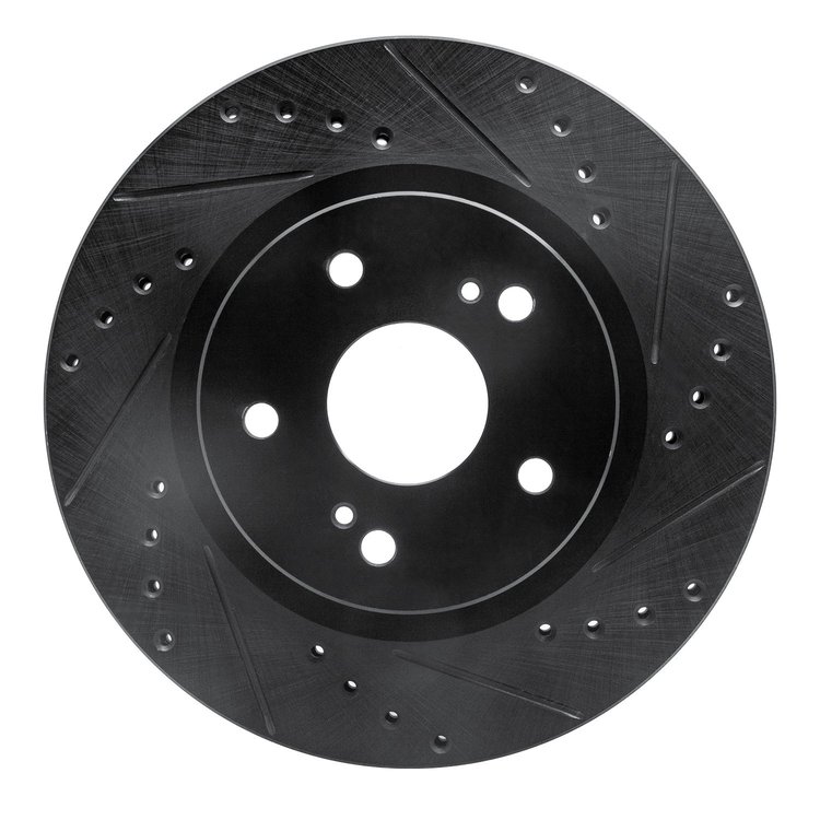 633-01014R Drilled/Slotted Brake Rotor [Black], 2006-2017 Suzuki, Position: Front Right