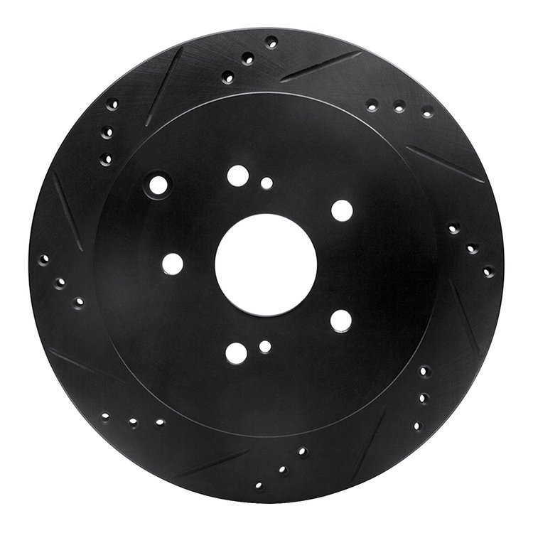633-01015L Drilled/Slotted Brake Rotor [Black], 2009-2017 Suzuki, Position: Rear Left