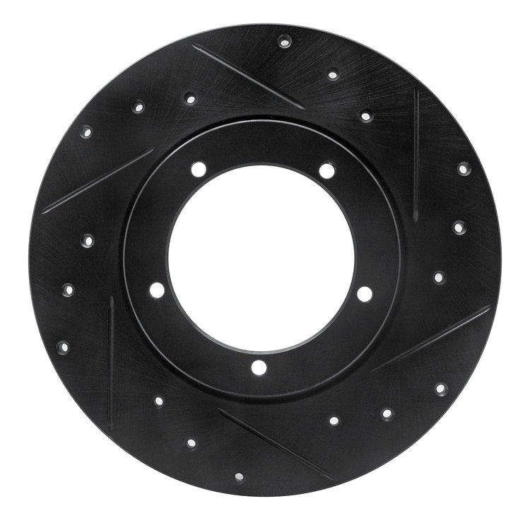 633-02000R Drilled/Slotted Brake Rotor [Black], 1965-1976 Porsche, Position: Front Right