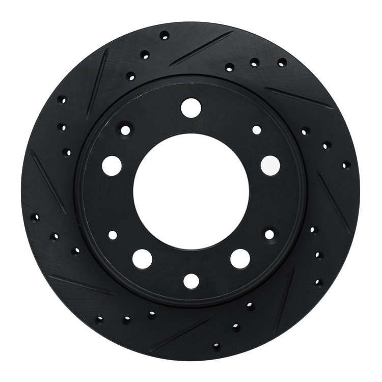 633-02002L Drilled/Slotted Brake Rotor [Black], 1969-1983 Porsche, Position: Rear Left