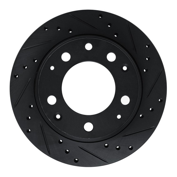 633-02002R Drilled/Slotted Brake Rotor [Black], 1969-1983 Porsche, Position: Rear Right