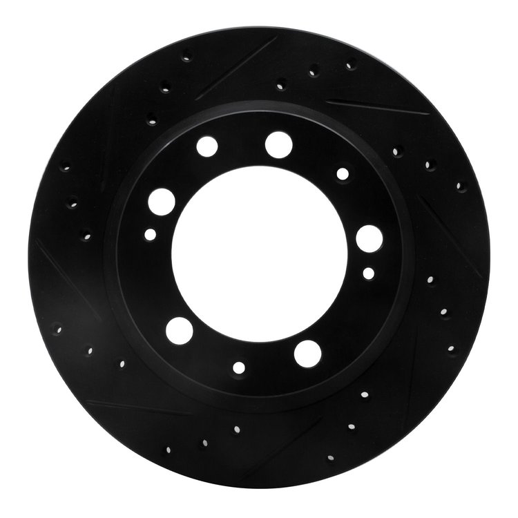 633-02006L Drilled/Slotted Brake Rotor [Black], 1977-1988 Porsche, Position: Rear Left